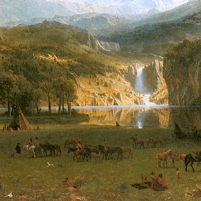 Grande Landscape Abstract Painting on Canvas with Gold Frame