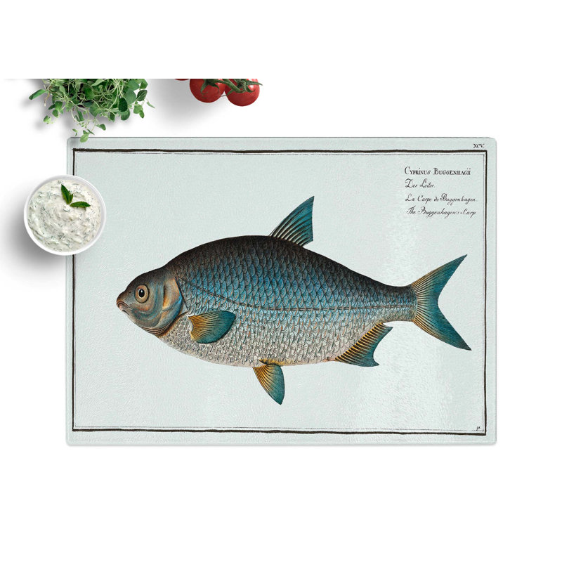 Tempered Glass Buggenhagen's-Carp Fish by M.E. Bloch Chopping Board, 28.5 cm x 20 cm