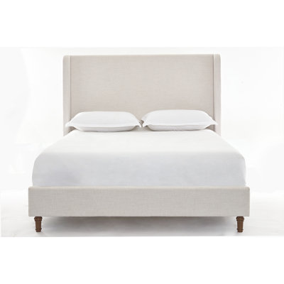 Harper Tall Headboard Upholstered Bed / 54" High Headboard / Elegant Simplicity / No Box Spring Needed / Easy Assembly / California King  / Ivory Boucle