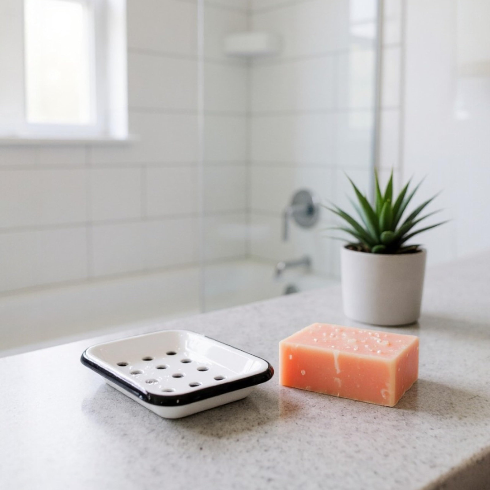 Enamel Soap Dish, White