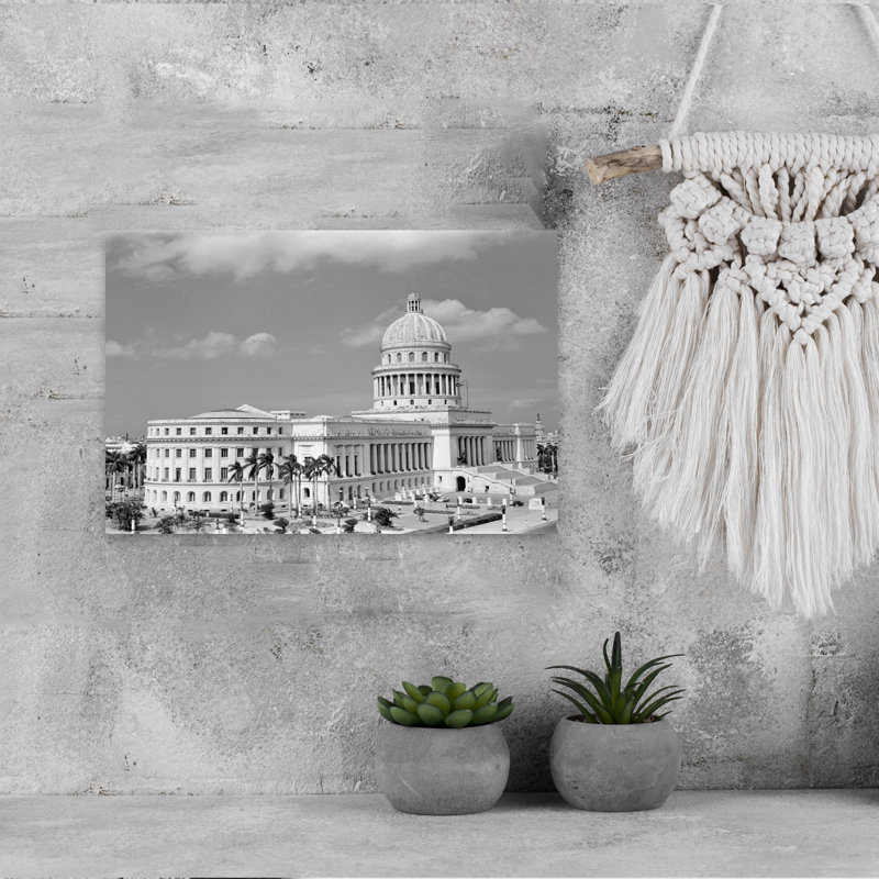 1950, bâtiment du Capitole, La Havane, Cuba, rétro, architecture rétro, art mural de la ville, H 12 po x l 18 po