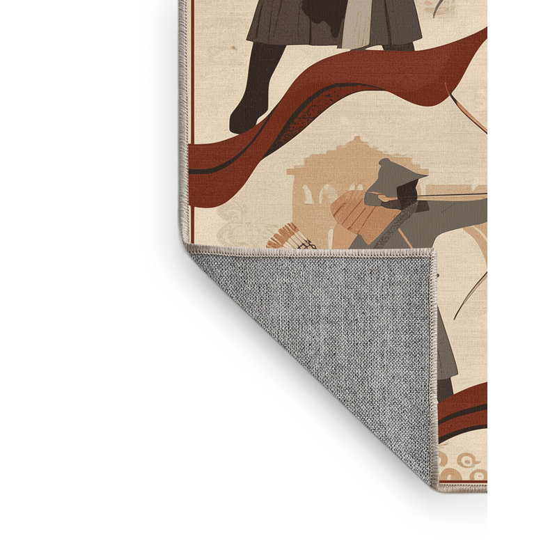 Tapis oriental classique beige en lin délavé à la machine Bracondale, 5 x 7