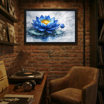Plants & Flowers Blue Lotus Flower Water Reflection Art