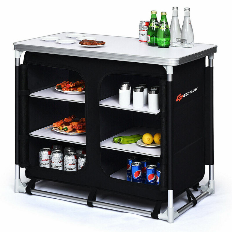 Table de cuisson extérieure pour camping avec rangement