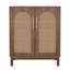 Buffet 59 po en rotin brun foncé et bois jaune (ensemble de 2)