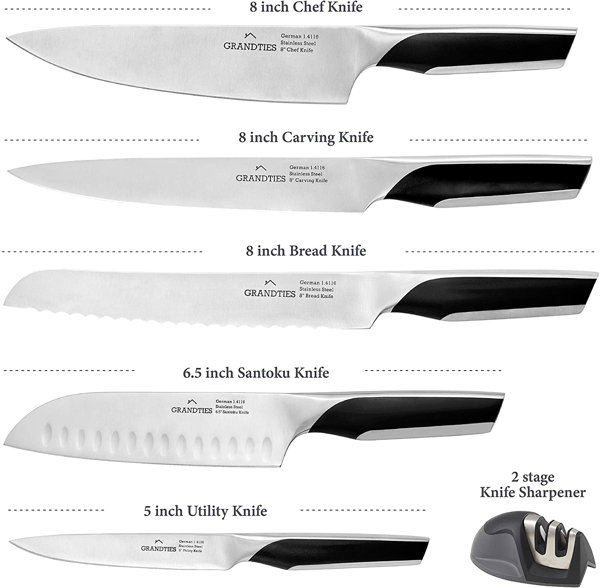 GrandTies Feinste Steak Knives Set of 4 with Designed Knife Box - Silver - 4 Piece