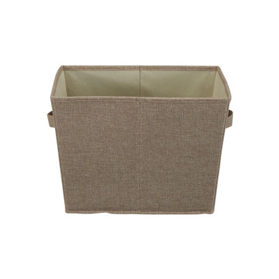 Bacs de rangement en tissu de lin moyen avec structure en fil métallique