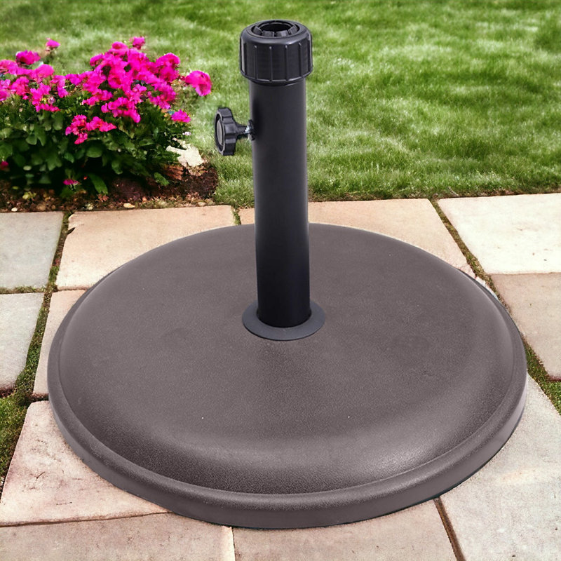 16kg Round Parasol Base Polycrete (32 - 42mm Pole 45cm Ø x 5cm), Brown/Black