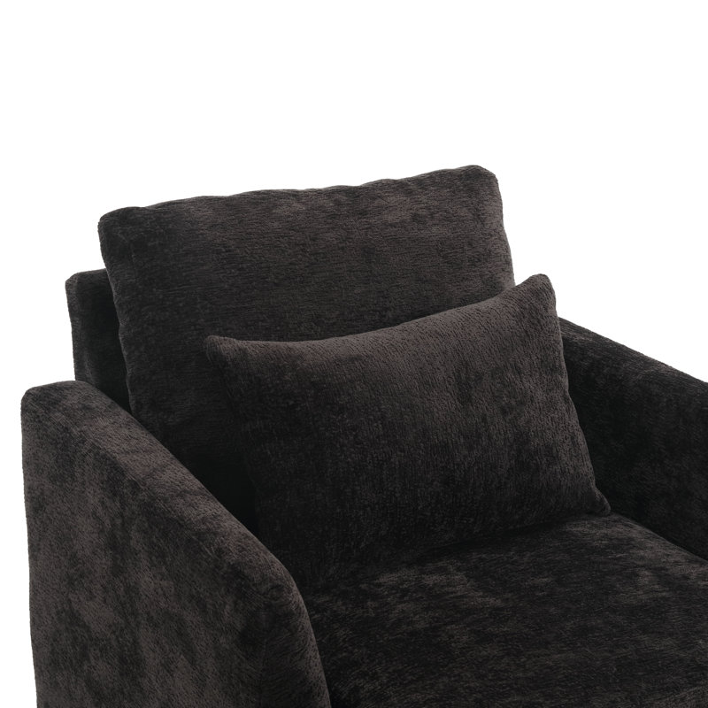 Denzal CAL117 Compliant 29.5'' Wide Chenille Armchair, Black Chenille