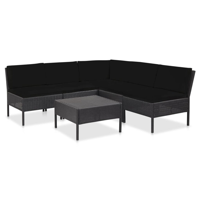 Abu-Sufyan 6 Piece Lounge Chair, Black, Black
