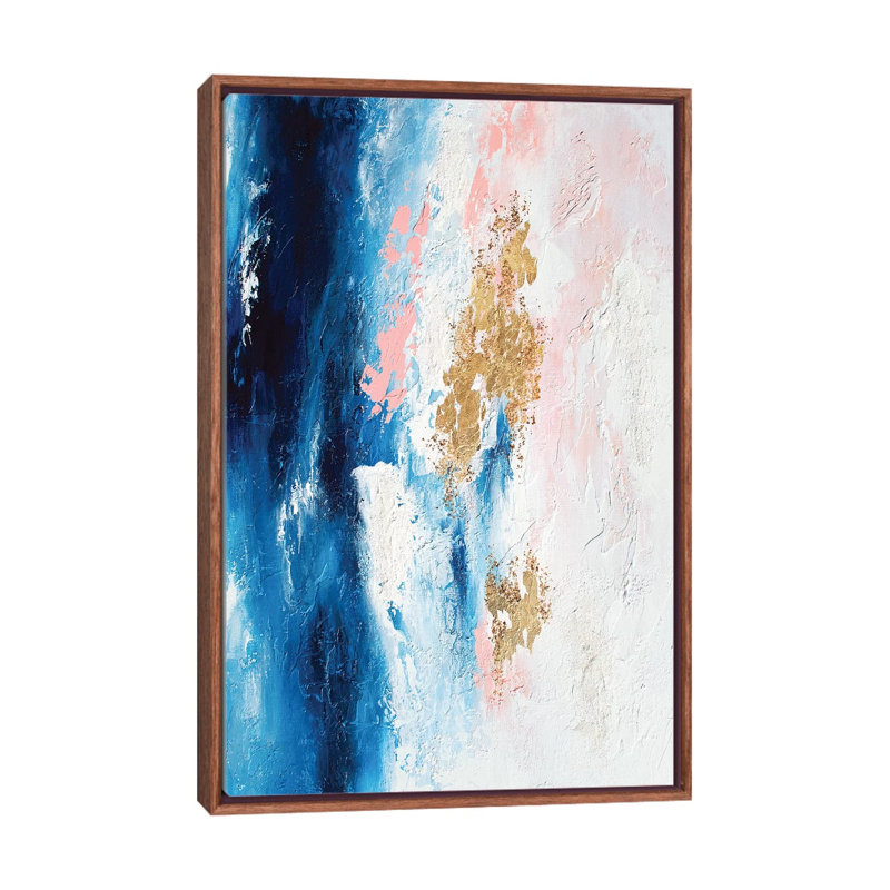 Pierre de lune - reproduction d'art, Toile avec cadre en bois classique, H 26 po x l 18 po x 1,5 po, Blanc