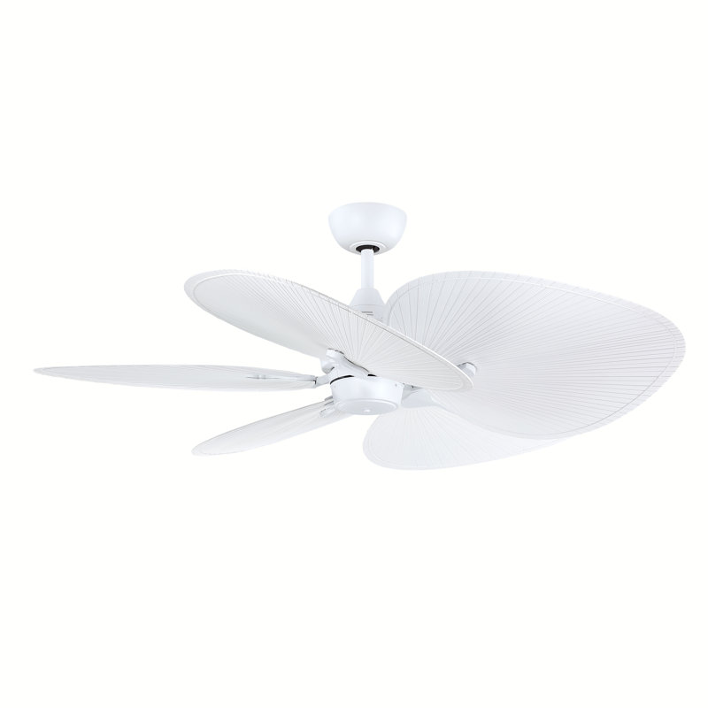 Islander DC 22 inch Indoor/Outdoor Ceiling Fan Wide Oval Palm-Inspired Blade Set of 5 - Matte White, Matte White