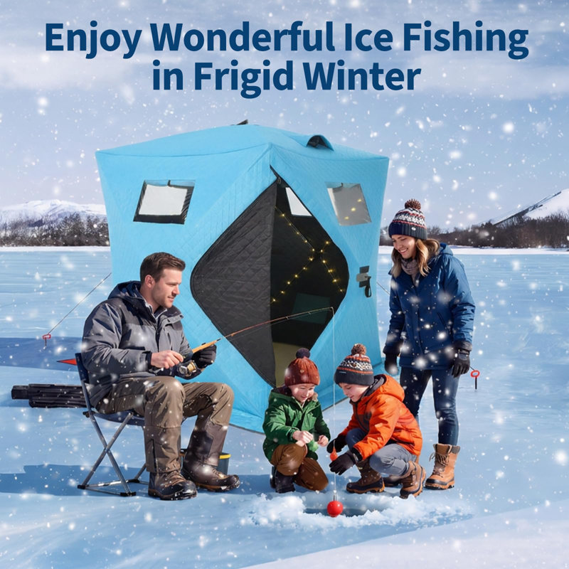 Abri de pêche sur glace Hub Blue, Bleu, H 77,74 po x l 70,8 po x P 70,8 po