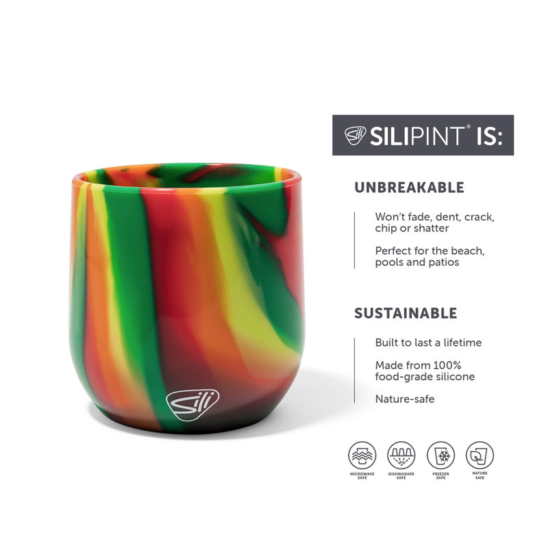 Silipint: Verres à vin sans pied 12 oz: paquet de 2 - Hibiscus - verres incassables en silicone