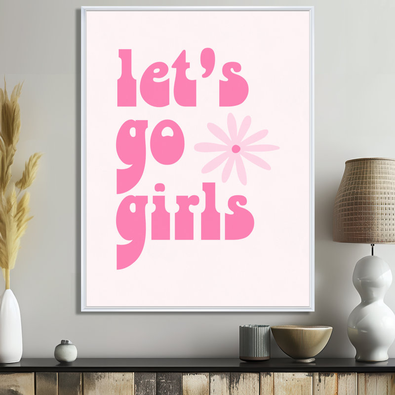 Lets Go Girls - décoration murale de cow-filles, Toile encadrée flottée blanche, H 32 po x l 24 po x P 1 po
