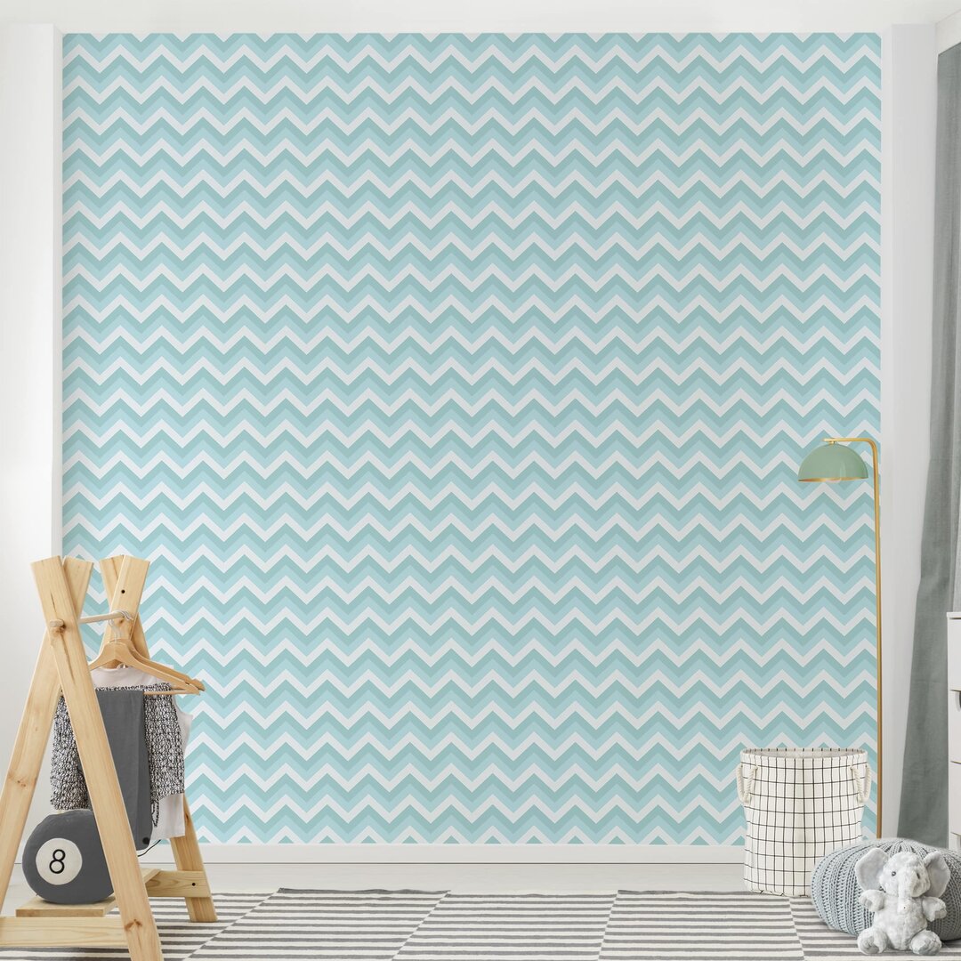 Strukturierte Tapete Blue Chevron Pattern 1,92 m x 192 cm