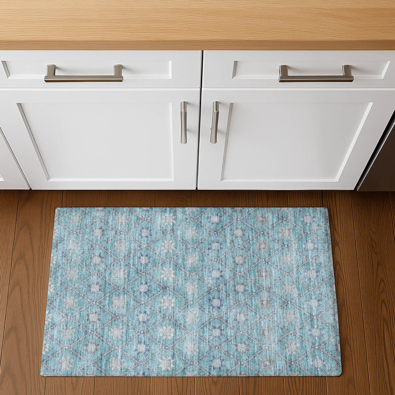 Premium Machine Washable Xamiera AMF1858 Lattice Rug, Rectangle 1'8" x 2'6"
