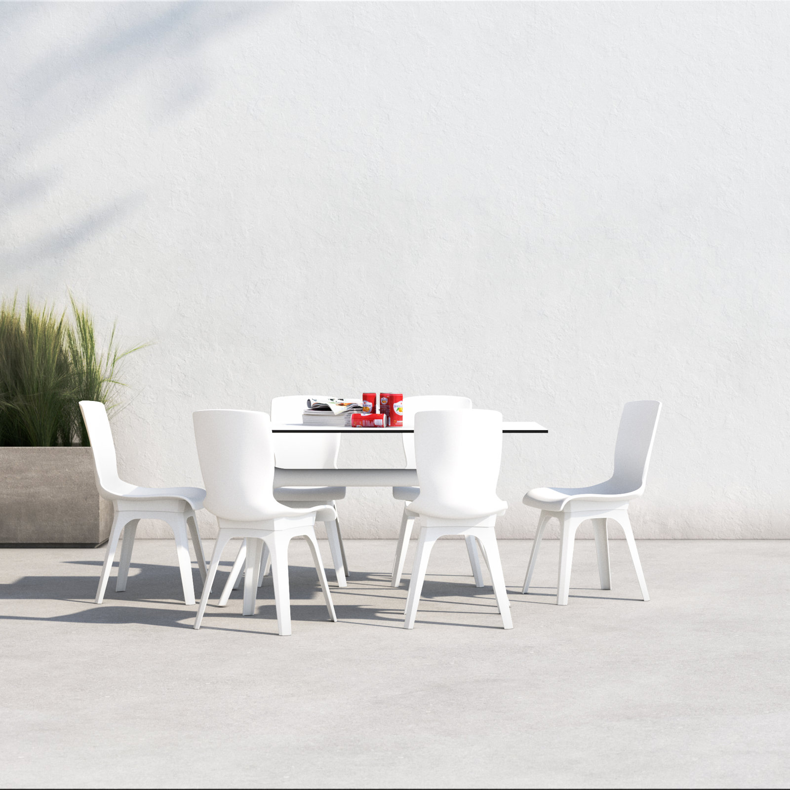 Saranna 55.1'' Rectangular 6 - Person Outdoor Dining Set, White
