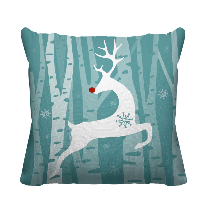 Coussin décoratif intérieur / extérieur Reindeer, 17 po x 17 po, Ciel, Carré