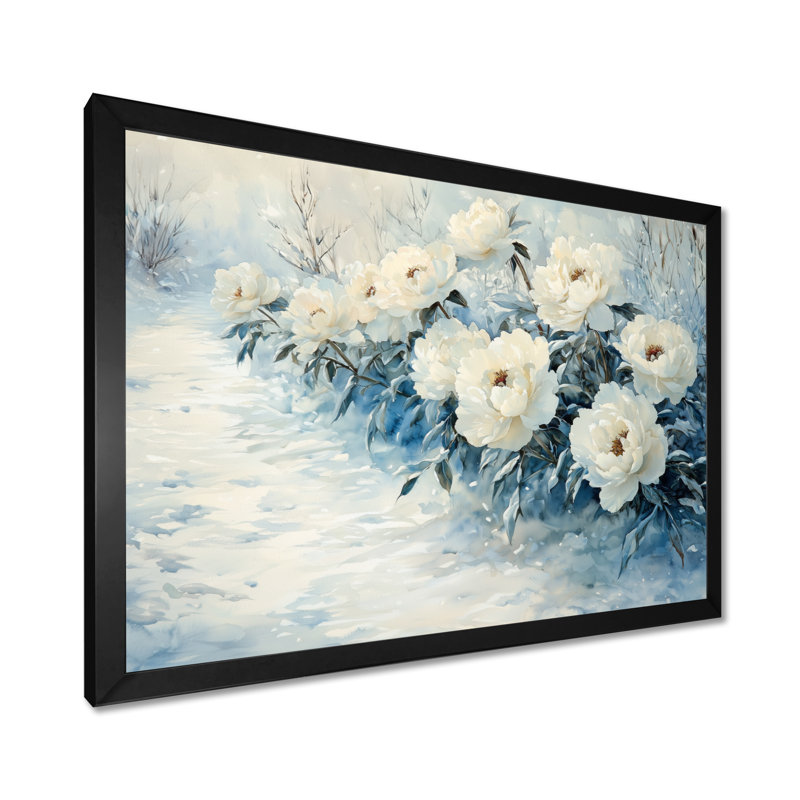 Kylie - Floral Oversized Canvas Prints, Single Picture Framed Print, 34" H x 44" W, Black