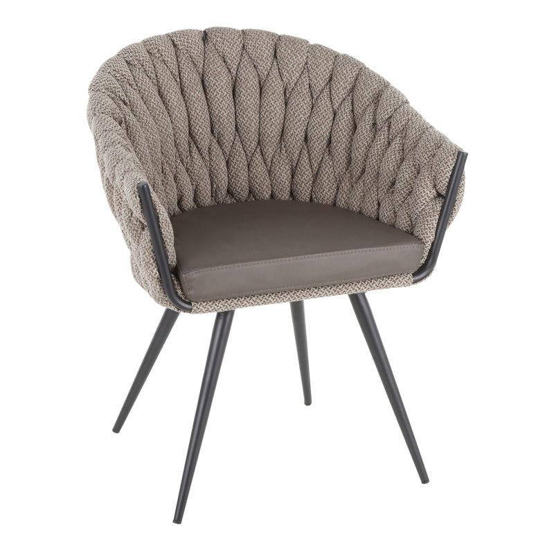 Chaise avec accoudoirs rembourrée Akiyah, Gris