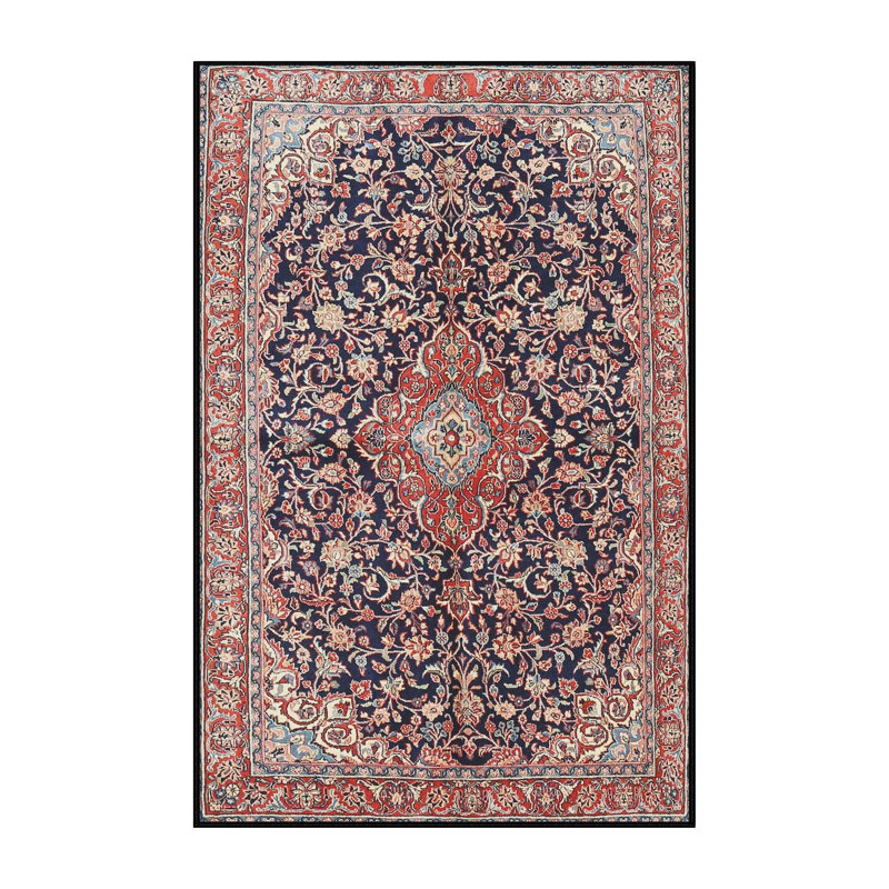 Tapis décoratif oriental noir/rouge Andreea, Rectangle 4 pi x 6 pi