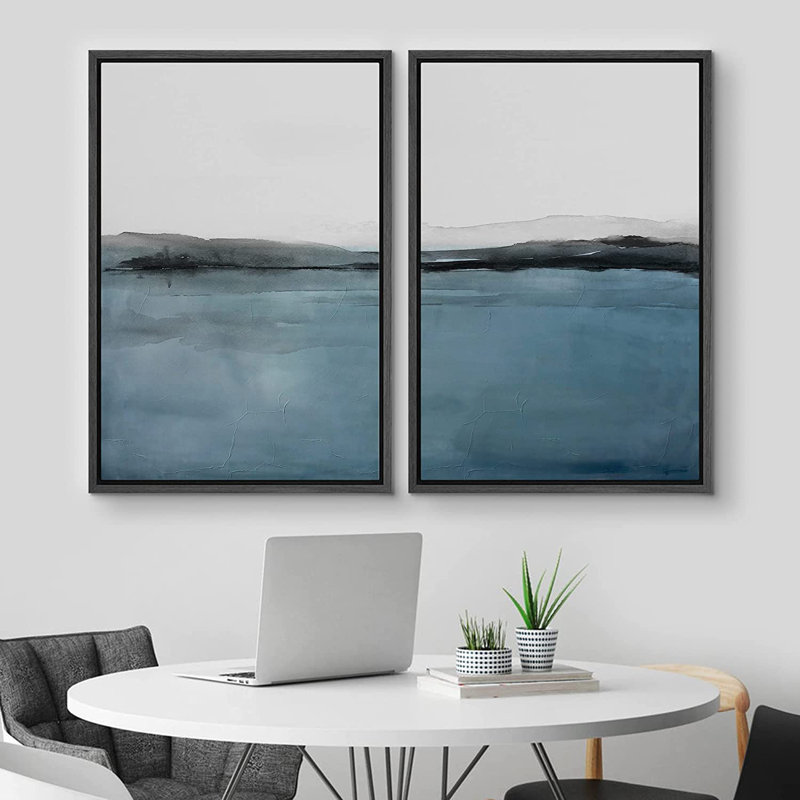 Ensemble de 2 reproductions encadrées sur toile, Noir, H 24 po x l 32 po x P 1,5 po