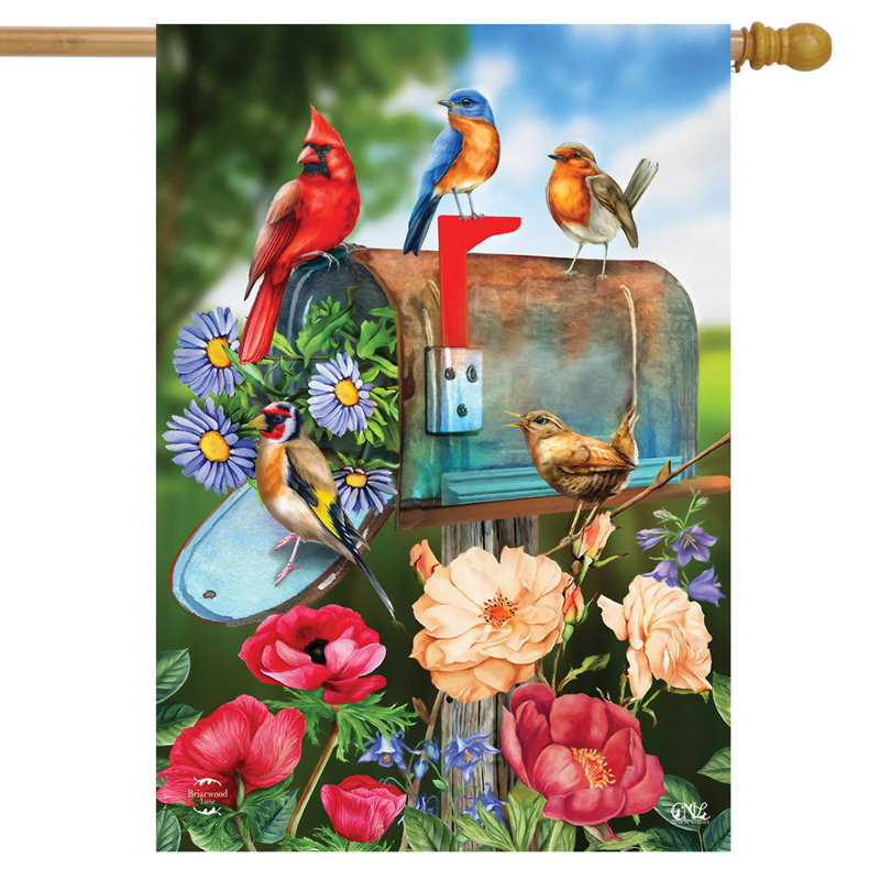 Birds And Mailbox Spring House Flag
