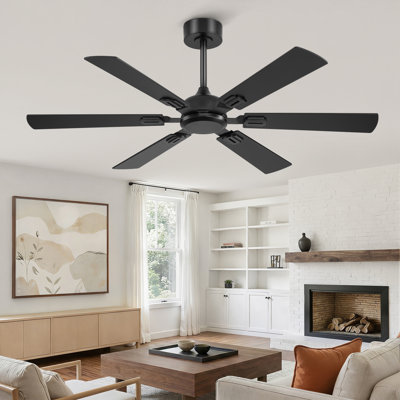 Cissline 52" Modern Black Ceiling Fan with Remote for Bedroom or Living Room