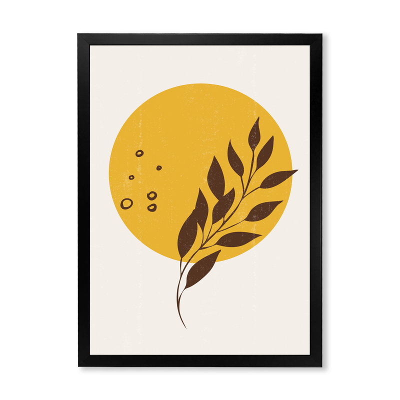 «Abstract Yellow Sun and Moon with Tropical Leaf II», impression sur toile, H 20 po x l 12 po x P 1,5 po