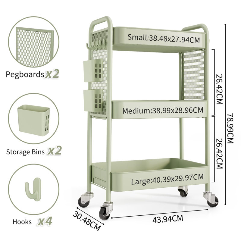 79cm H x 44cm W Trolley with Wheels