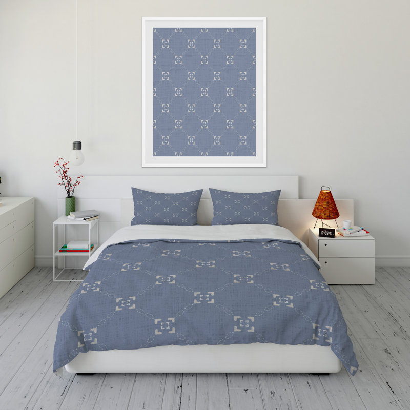 Polyester Twill Geometric Shapes Duvet Cover, King Duvet Cover + 2 King Pillowcases