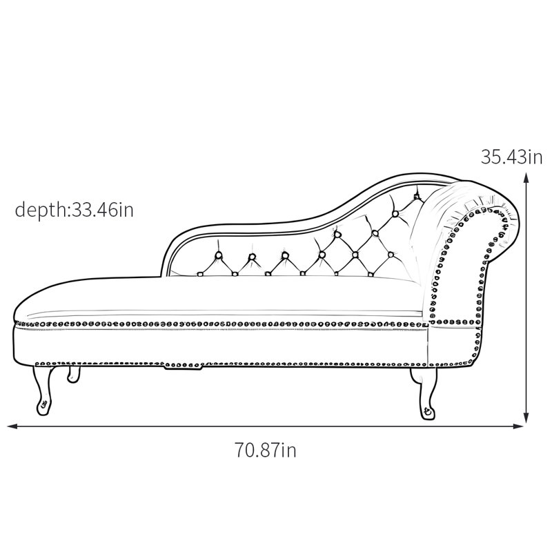 Premium Fabric Chaise Longue with Solid Wood Frame, Right Hand Facing