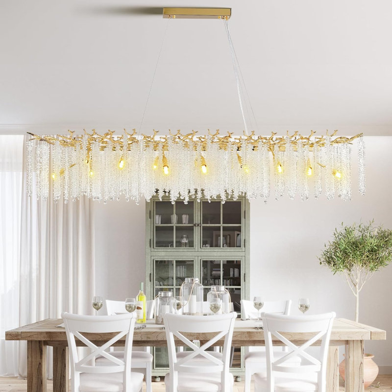 Lustres en cristal Erdenheim, Doré, H 15,7 po x l 60 po x P 16,2 po