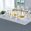 Ensembles de table de salle à manger spacieux en verre trempé de 71 pouces avec pieds en acier doré, design moderne pour la maison