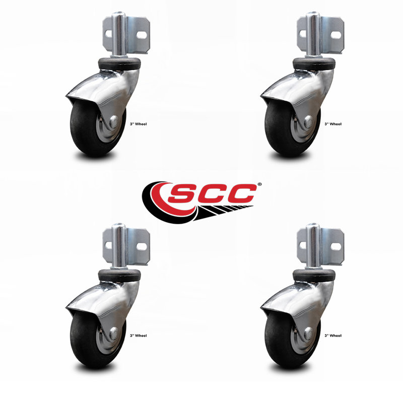 Bright Chrome Neoprene Rubber Casters