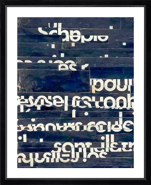 Text 2 Abstract - Single Picture Frame Print, 190.5 cm H x 139.7 cm W, Gloss Black