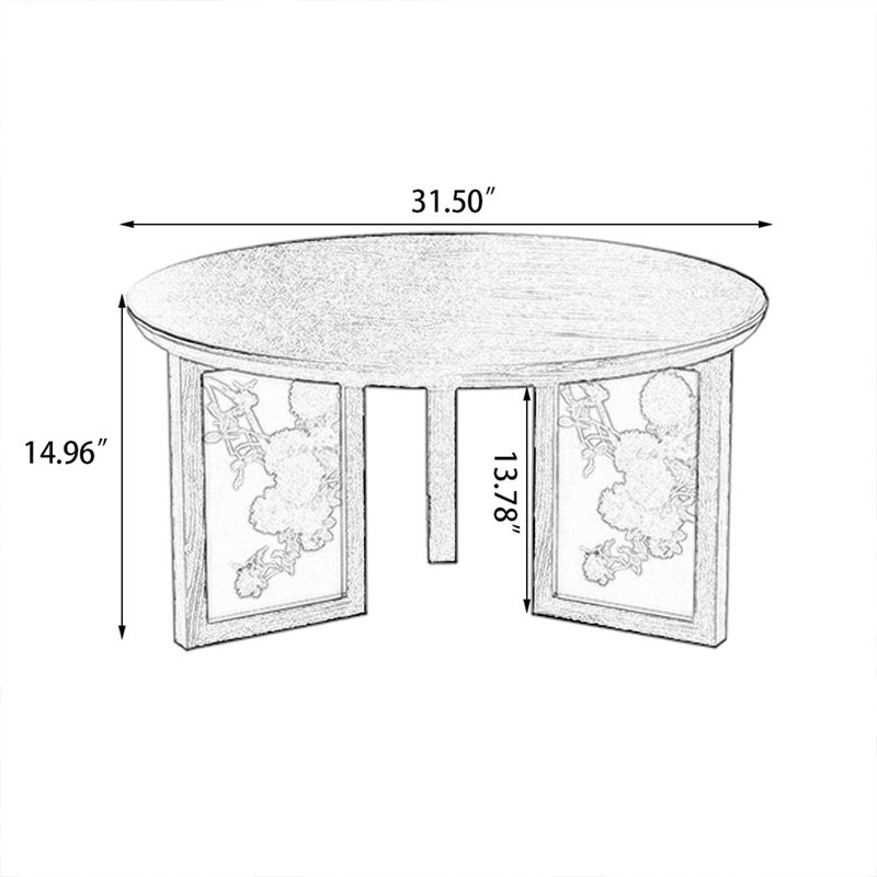 31.5" Black Solid Wood Round Coffee Table