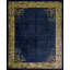 Tapis chameau en laine bleu marine antique