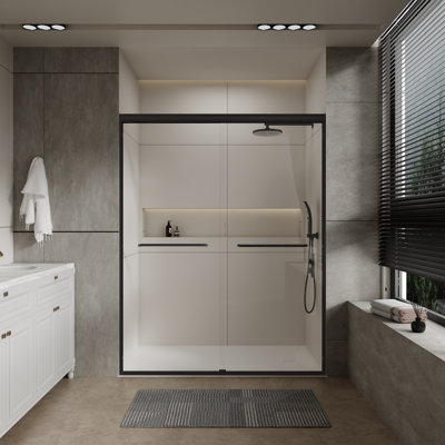 Aluminum Framed 56-60" X 72" Double Sliding Shower Door In Brush Nickel