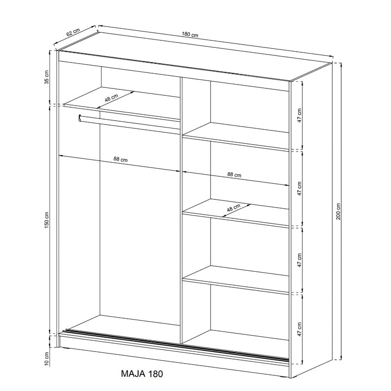 Damiean 2 Door Wardrobe, White