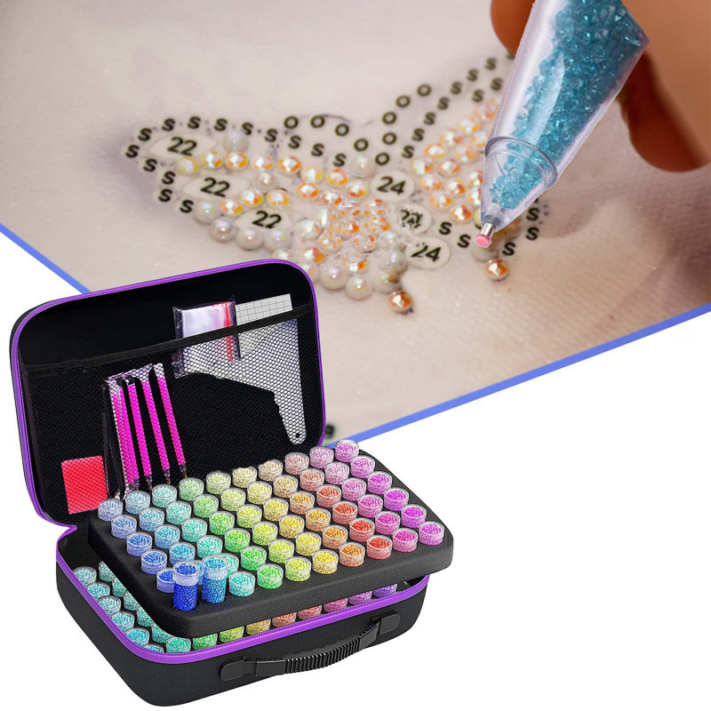 Bouteille d'eau, bricolage, outils de peinture à diamants, 60 compartiments, 120 bouteilles de sac de rangement portable, B