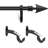  Curtain Rods for Windows, 3/4 Inch Heavy Duty Extendable Metal Drapery Rod, Adjustable Curtain Rod with Decorative Arrow Finials for Living Room Bedroom, Black Matt-683627086-683627091