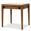 Side Table Hensley Square Mahogany Wood Caramel Finish Beige Marble