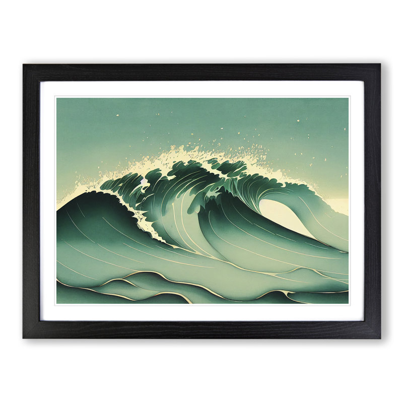 Pure Ocean Wave - Single Picture Frame Painting, 34cm H x 46cm W x 2cm D, Black