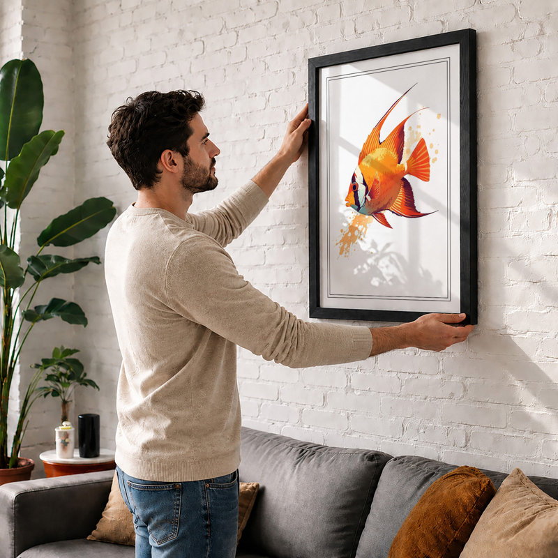 Fish in Motion Tropical - Framed Print, A4 - 29.7 x 21.0 cm, White
