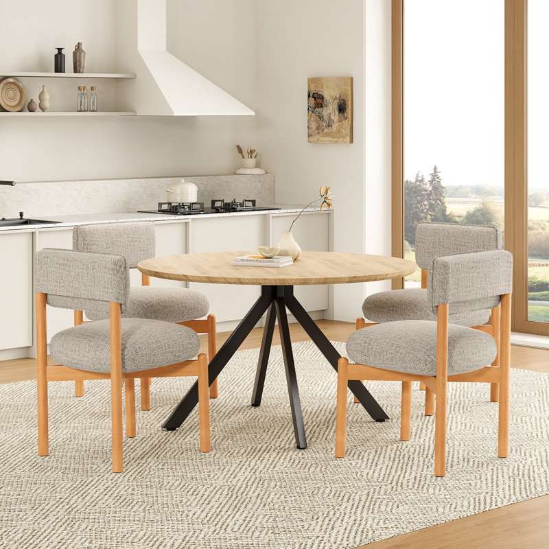 Ensemble de chaises de salle à manger modernes en mélange de lin et de kaki (ensemble de 2), Kaki