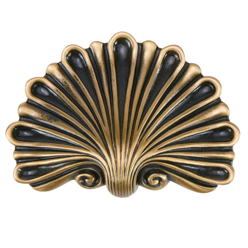 FEDERAL SHELL KNOB IN ANTIQUE NICKEL PLATE, Gold