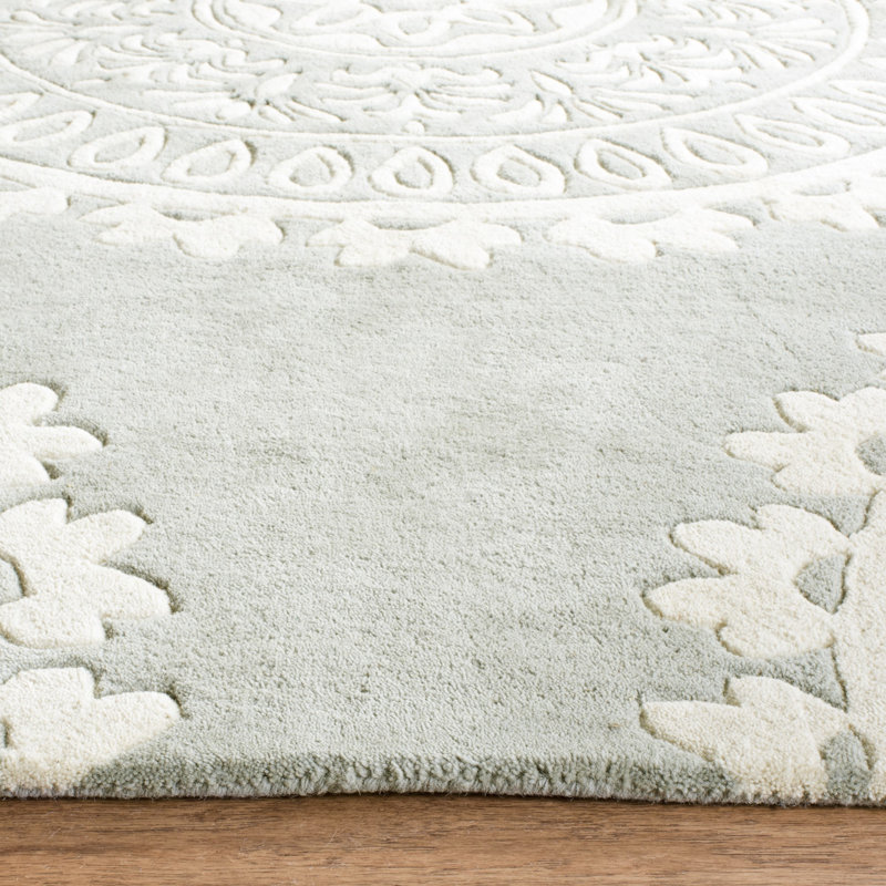 Tapis gris en laine touffeté à la main Rudra, Rectangle 5 pi x 8 pi