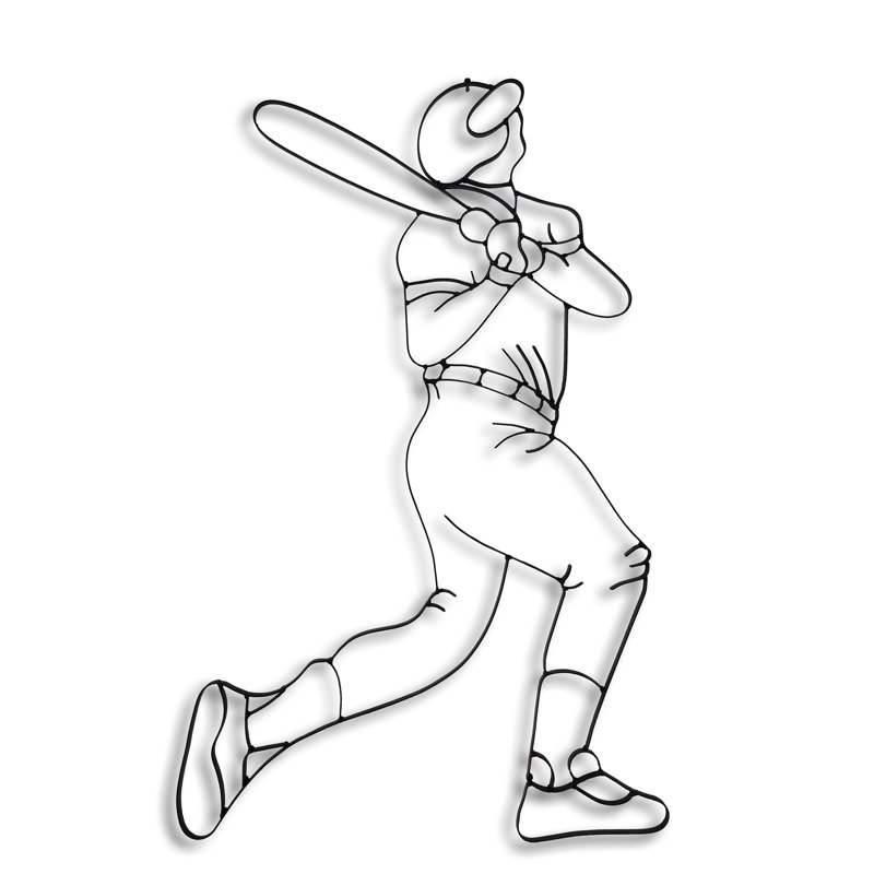 Décoration murale baseball en métal batte